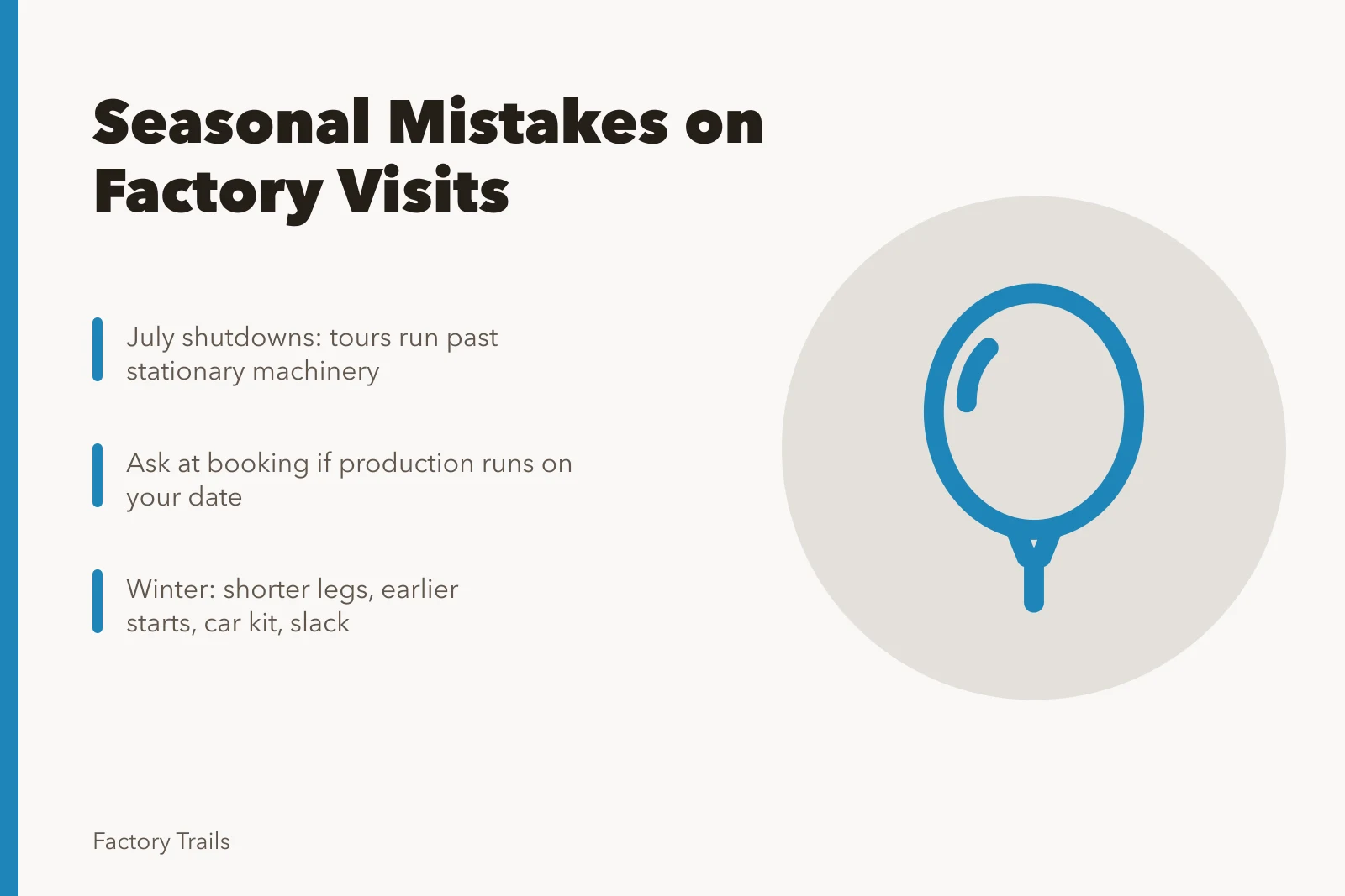 Calendar icon for seasonal factory visit planning mistakes. Seasonal mistakes on a factory visit cluster around one thing: July shutdowns