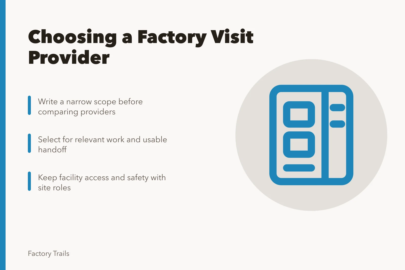 Checklist for selecting a factory visit provider in 2027. How to choose a working factory visits provider for 2027
