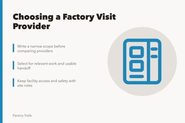 Checklist for selecting a factory visit provider in 2027. How to choose a working factory visits provider for 2027