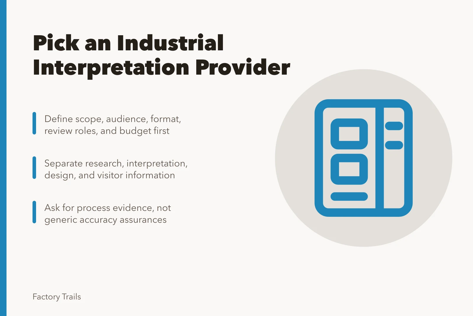 Guide to selecting an industrial site interpretation provider. How to pick an industrial site interpretation provider for 2027 work