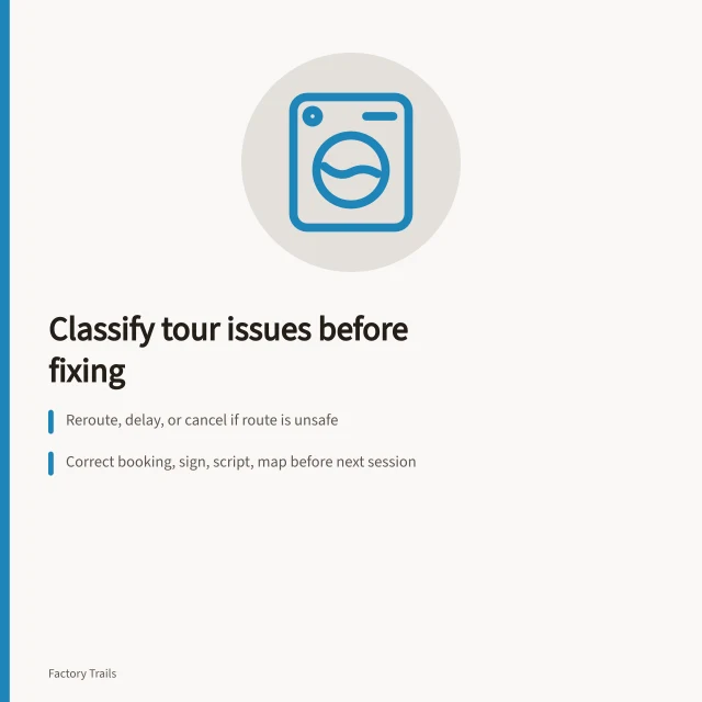 Factory tour maintenance planning card with route and message checks. How factory tours budgeting questions shape your 2027 maintenance plan