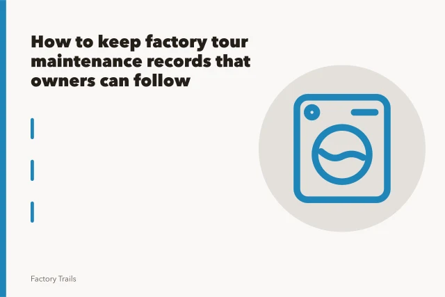 Saugus Iron Works stone furnace and mill buildings in autumn. How to keep factory tour maintenance records that owners can follow