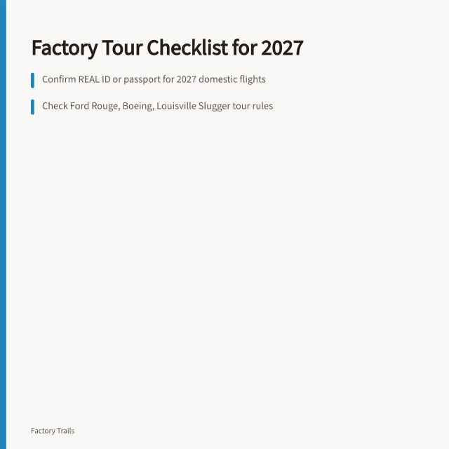 Factory tour checklist for 2027: what U.S. visitors should confirm before booking. Factory tour checklist for 2027: what U.S. visitors should confirm before booking