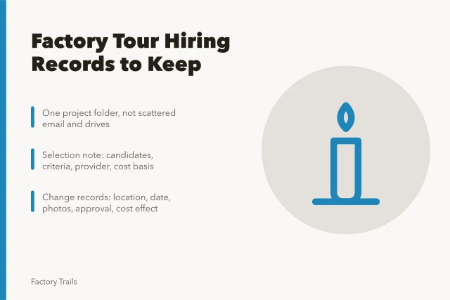 Checklist for keeping factory tour hiring records at U.S. sites. What to keep in factory tour hiring records at U.S. sites going forward