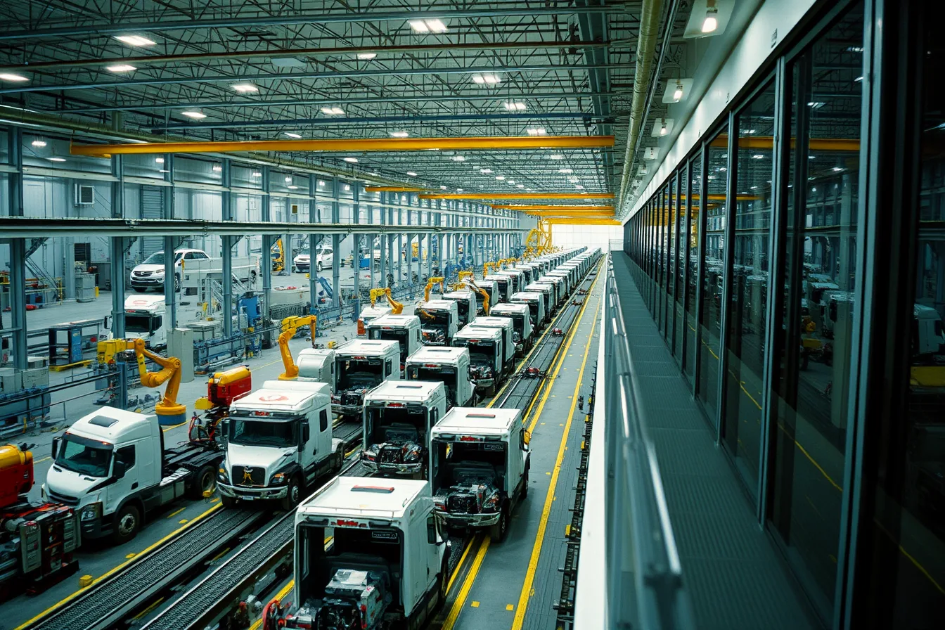 Elevated walkway above a truck assembly line inside a factory. Factory tour questions to ask before you go: a 2027 comparison guide