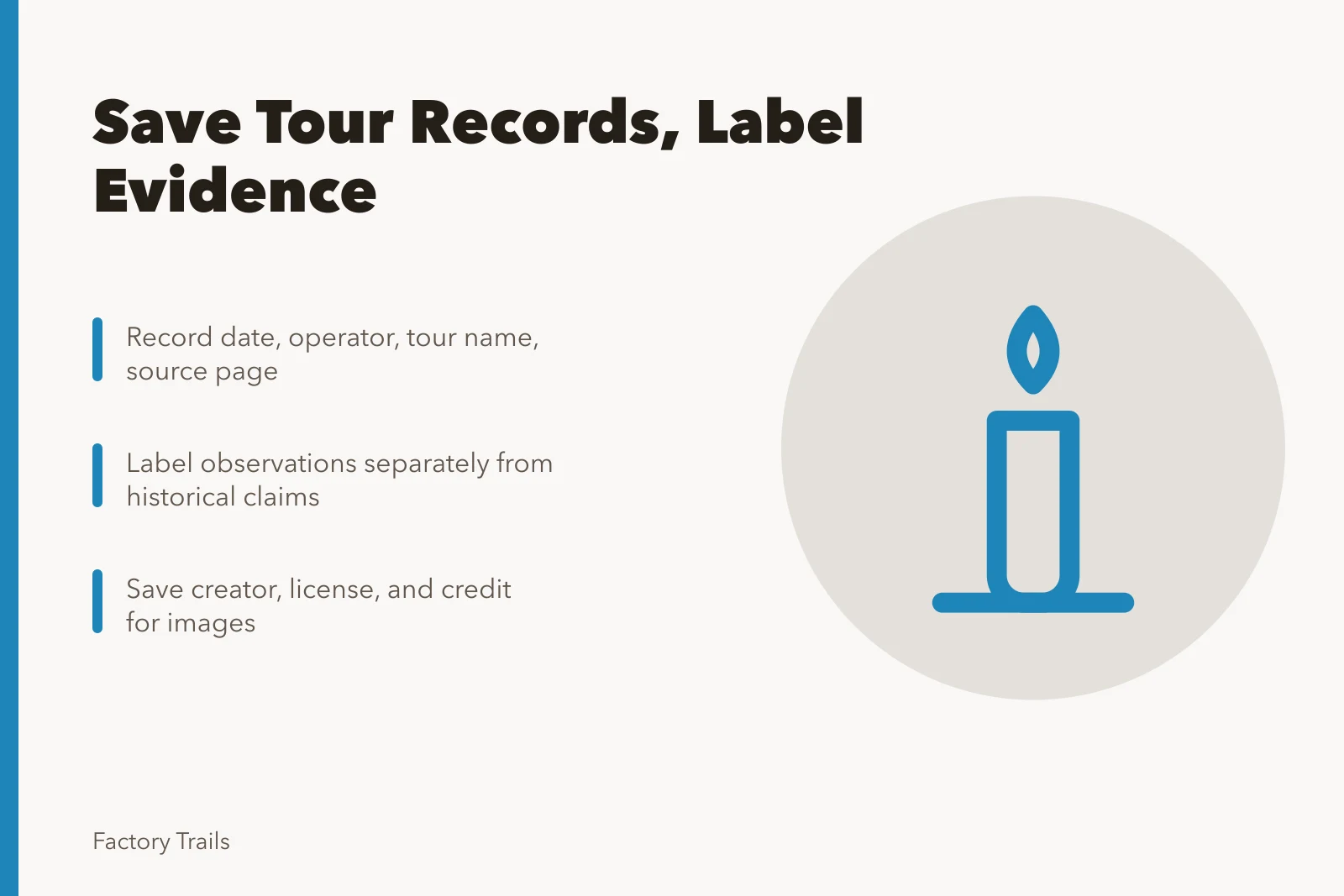 Checklist for saving factory tour records, sources, and image credits. Factory tour records: what owners and visitors should save in 2027