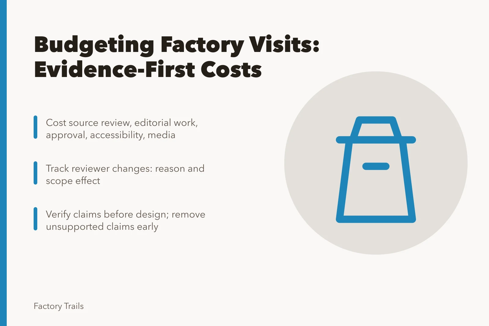 Budget guide for factory visit case studies with evidence review and cost lines. How to budget working factory visits case study work before 2027