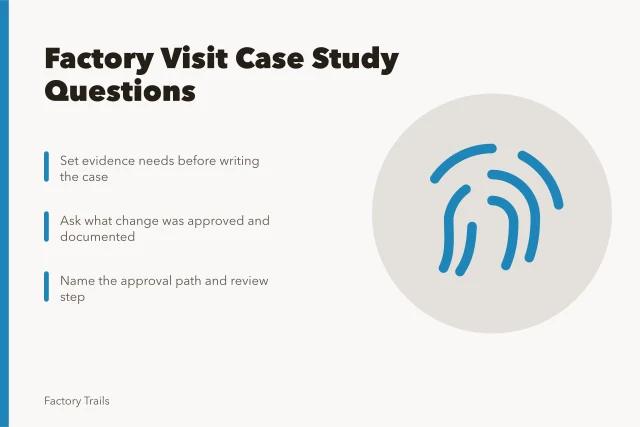 Card listing factory visit case study questions for evidence and approval. Working factory visits: case study questions to ask before you trust a claim