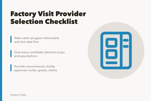 Checklist for selecting factory visit providers in 2027. Working factory visits: a provider selection scope checklist for 2027