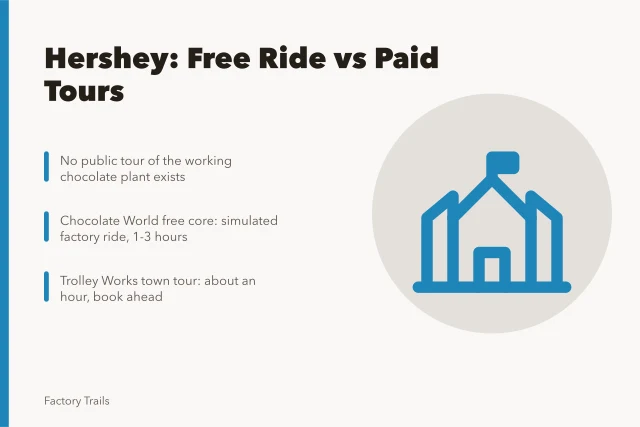 Comparison of Hershey Chocolate World free ride and paid trolley tour. Hershey's Chocolate World or the real factory tour: which is worth your time?