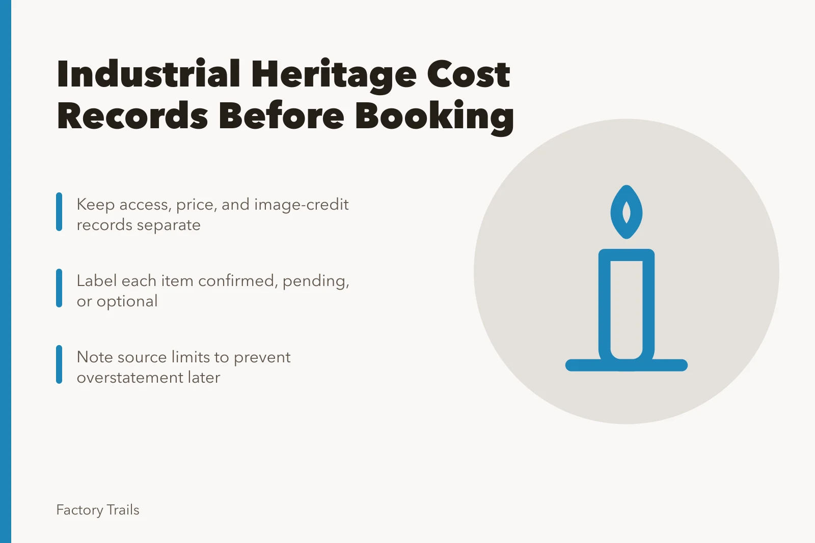 Card on industrial heritage cost records and booking checks. How owner records shape industrial heritage travel cost planning before you book