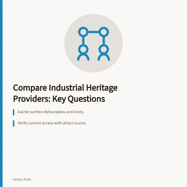 Checklist for comparing industrial heritage travel providers before 2027. How to compare industrial heritage travel providers: questions to ask before 2027