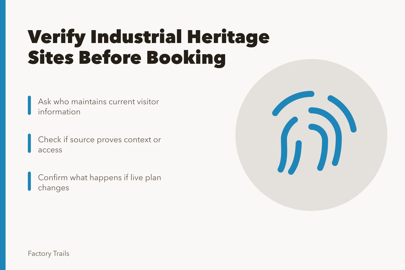 Checklist for verifying industrial heritage site details before travel. Industrial heritage travel questions to ask before you book a 2027 trip