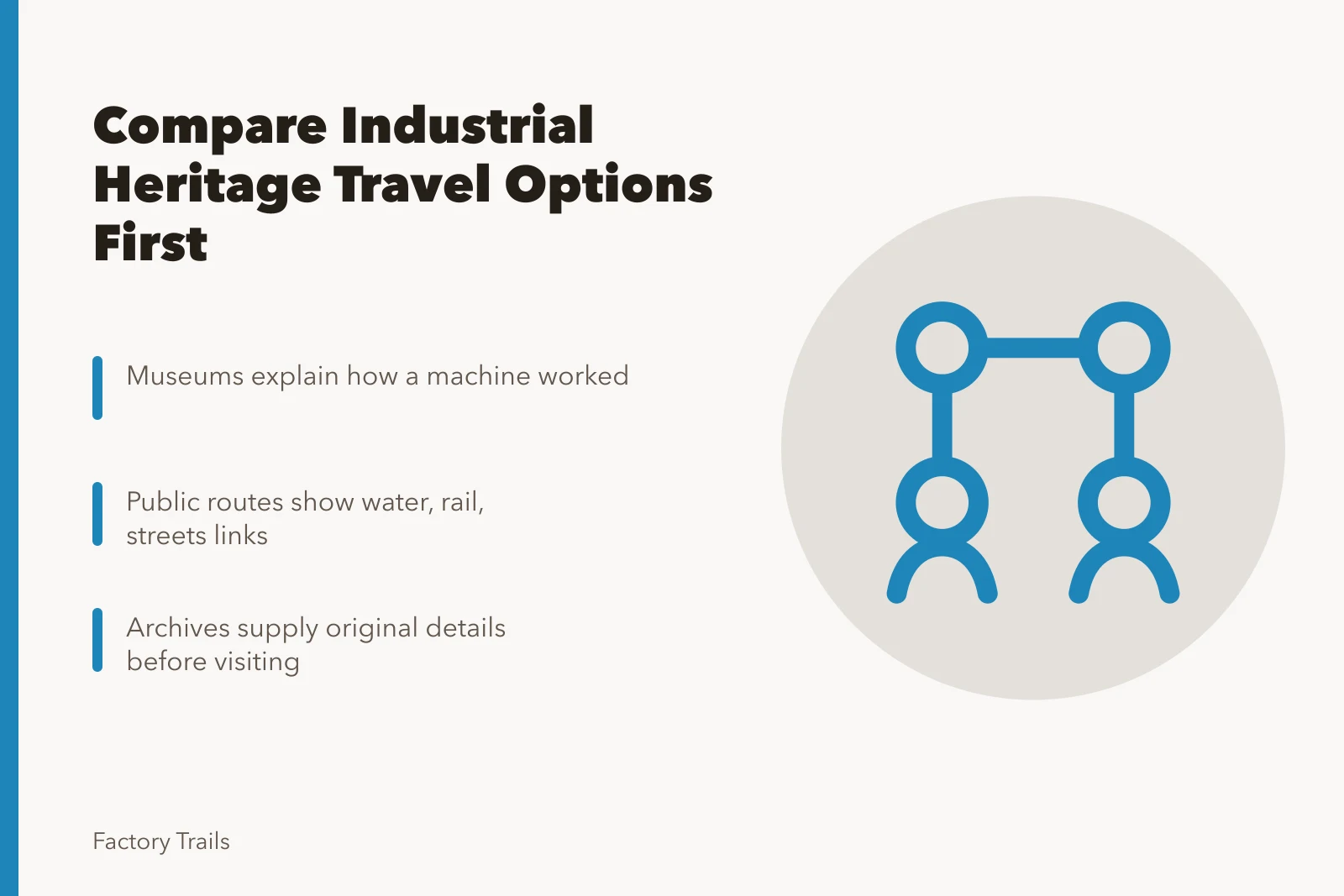 Comparison of industrial heritage travel options: museums, guided tours, public routes, archives. How to compare industrial heritage travel options before you book