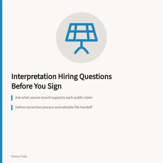 Checklist for hiring industrial site interpretation providers before signing contracts. Industrial site interpretation hiring questions to ask before you sign