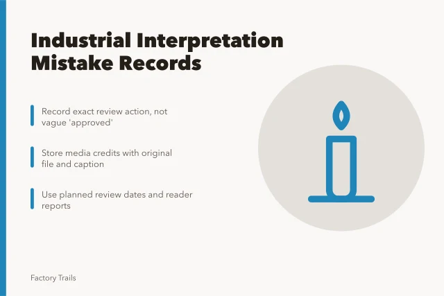 Guide to keeping industrial interpretation mistake records for review. How to keep industrial site interpretation mistake records that survive review