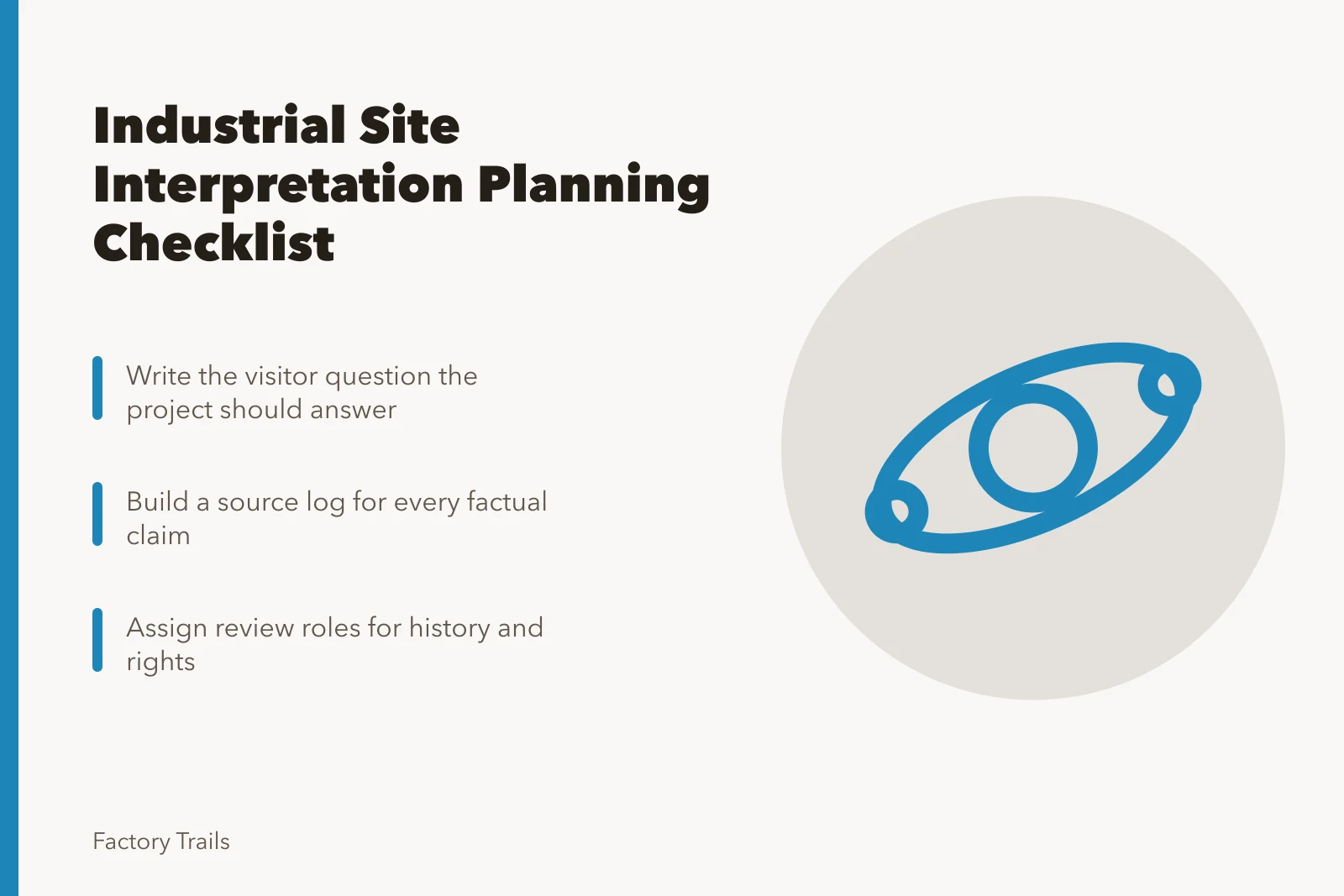 Checklist card for industrial site interpretation planning steps. How to run an industrial site interpretation planning checklist before you assign approval