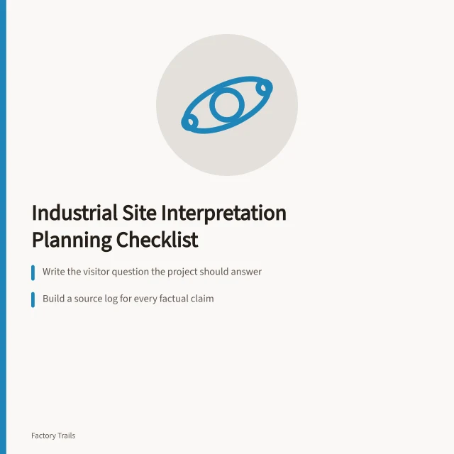 Checklist card for industrial site interpretation planning steps. How to run an industrial site interpretation planning checklist before you assign approval
