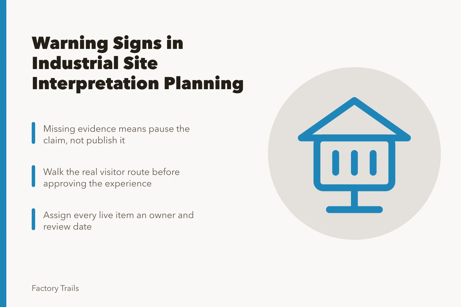 Warning sign icon for industrial interpretation planning cautions. Warning signs in industrial site interpretation planning before you commit