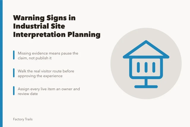 Warning sign icon for industrial interpretation planning cautions. Warning signs in industrial site interpretation planning before you commit