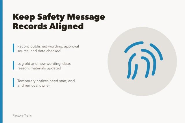 Checklist for industrial site safety message records and public page alignment. How to keep industrial site safety records that match the public page
