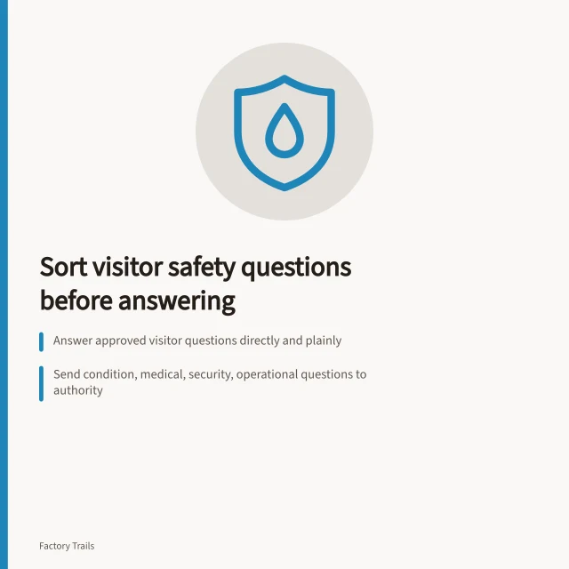 Card sorting public visitor questions from site authority safety matters. Industrial site interpretation safety questions to sort before you answer