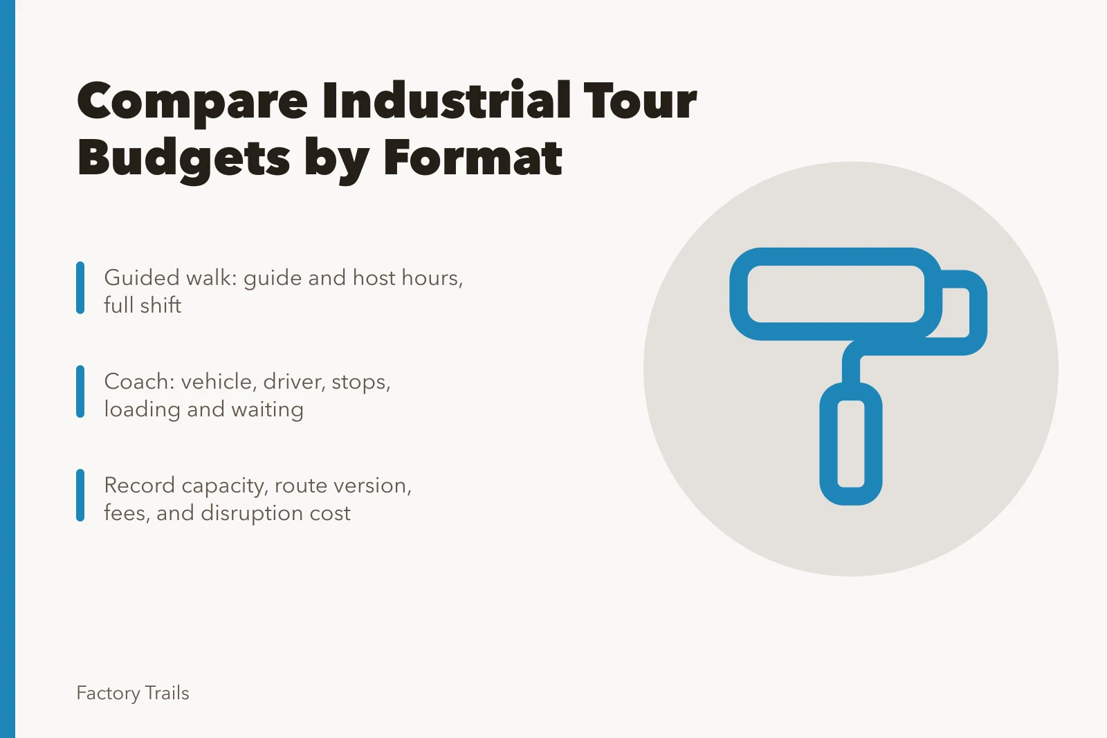 Industrial tour budget comparison table with format cost pressures. How to compare industrial tour option budgets before you commit