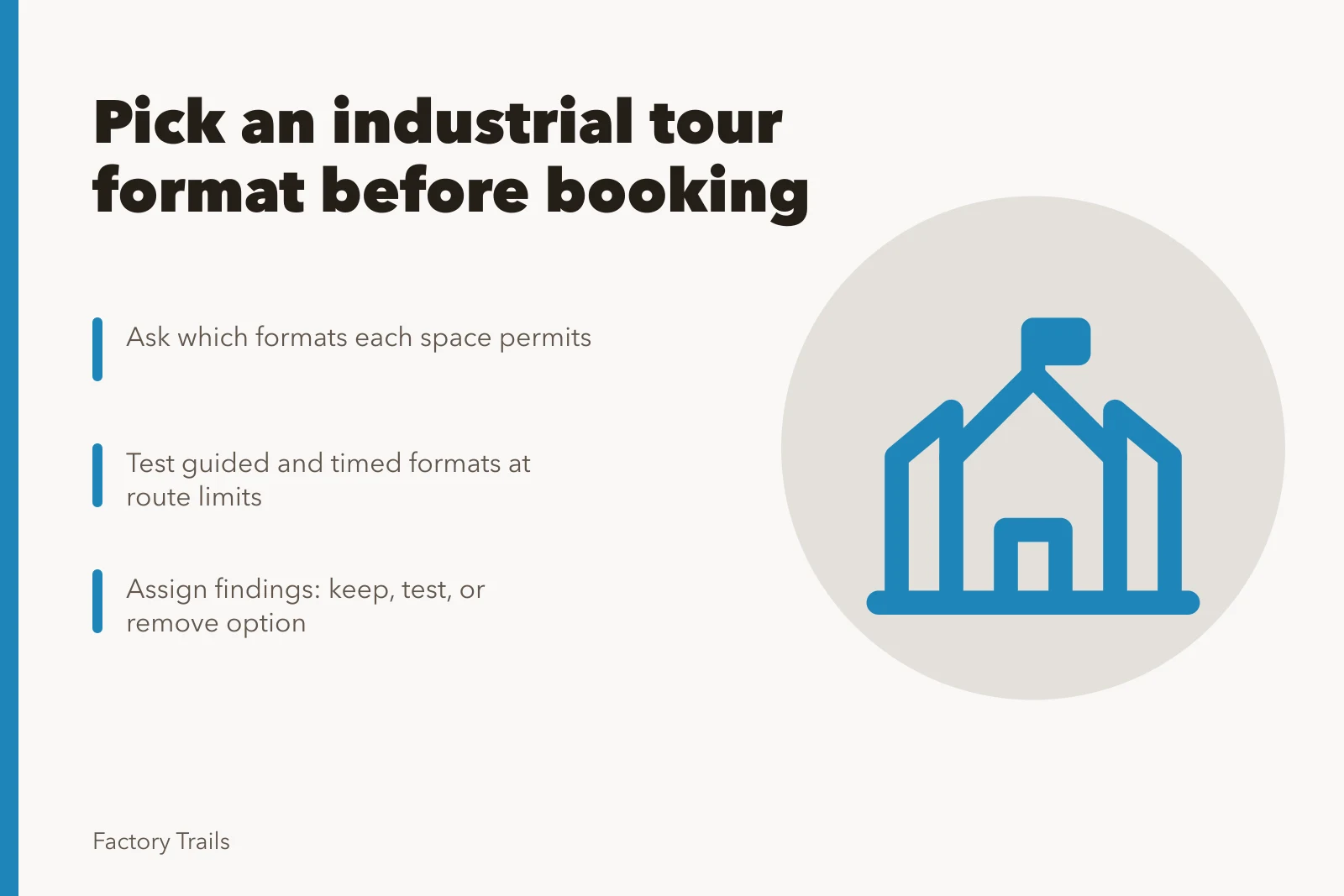 Checklist for comparing industrial tour formats before booking a visit. How to pick an industrial tour format before you book