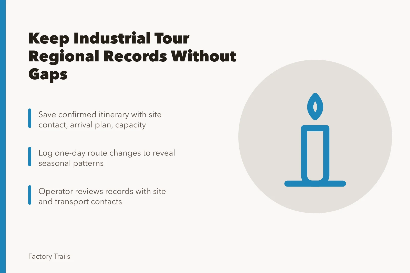 Card about keeping industrial tour regional records without gaps. How to keep industrial tour regional records without gaps