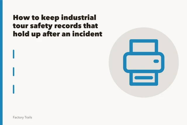Fabric inspection machine feeding cloth through rollers in an industrial mill. How to keep industrial tour safety records that hold up after an incident