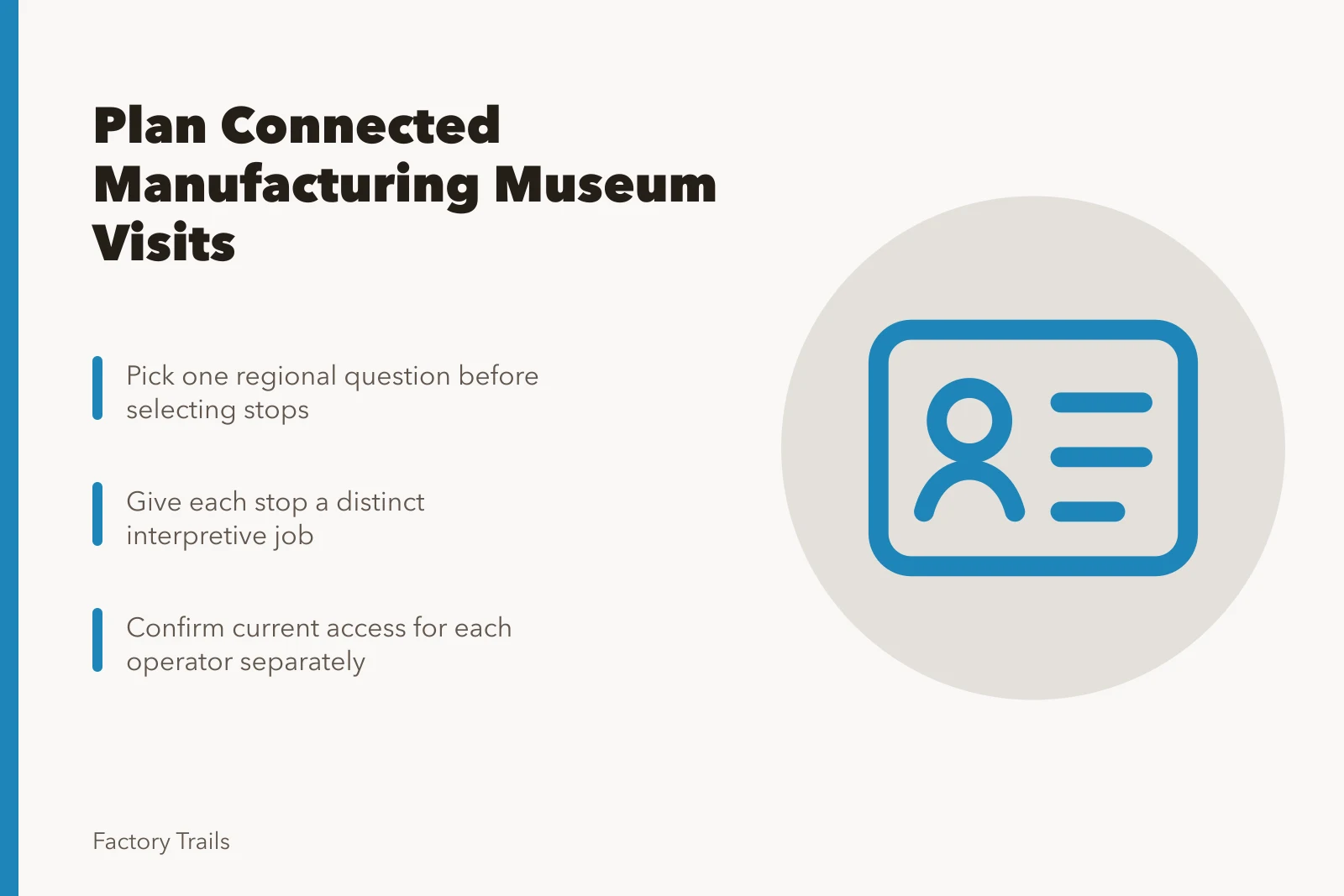 Checklist for planning connected manufacturing museum visits across regions. Manufacturing museums regional checklist: how to plan a connected visit