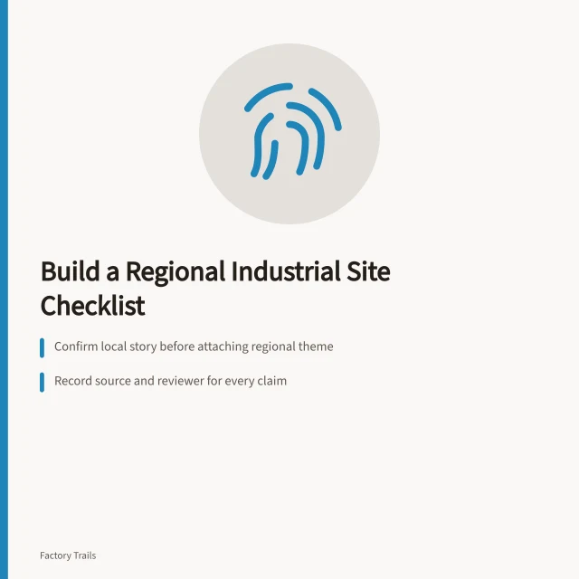Checklist card for regional industrial site interpretation review. How to build a regional industrial site interpretation checklist