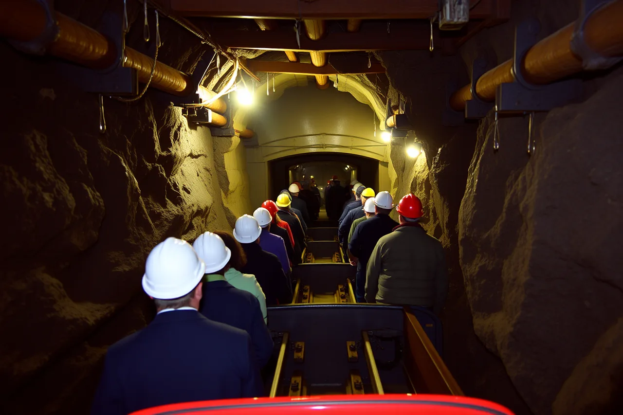 Visitors in hard hats riding a mine train into a timbered tunnel (Industrial heritage travel for people who want the details: the 2027 view)