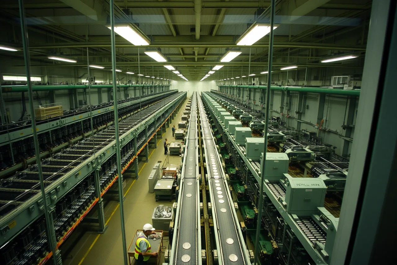 Elevated walkway view over the Winnipeg Mint's coin production floor (Royal Canadian Mint tours: Winnipeg coin production vs Ottawa boutique mint)