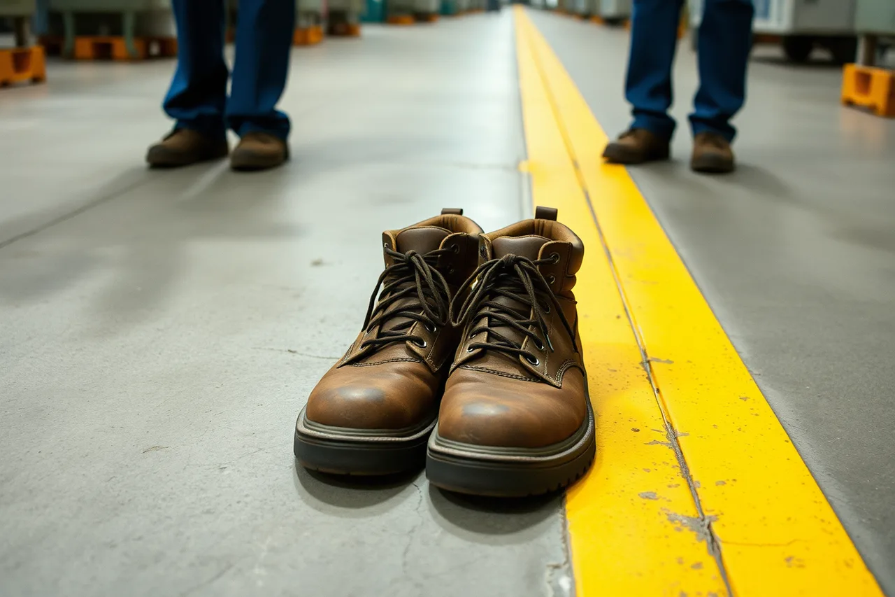 Closed-toe work shoes with solid soles on a factory floor (What to pack when a trip centers on factory tours, in plain terms)